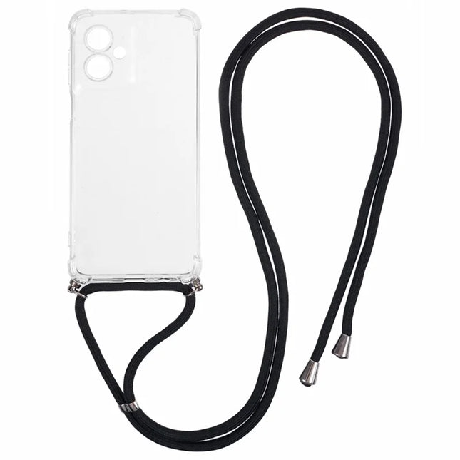 For Motorola Moto G55 5G Case Reinforced Corner TPU Clear Phone Cover with Lanyard