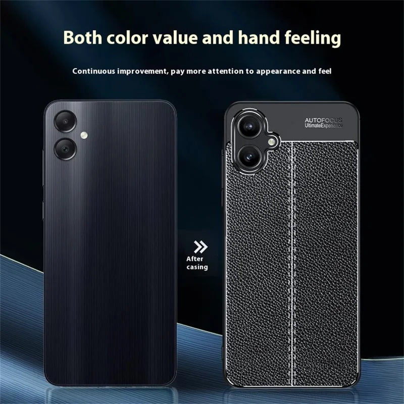 ShopCaseCart Slim Lightweight Samsung Galaxy A06 Protective cover Litchi Texture TPU Flexible Phone Cover, Black