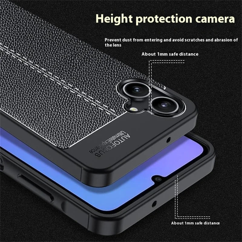 ShopCaseCart Slim Lightweight Samsung Galaxy A06 Protective cover Litchi Texture TPU Flexible Phone Cover, Black