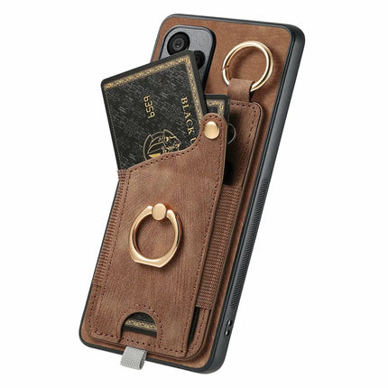 For Samsung Galaxy A06 Case Card Slots Leather+TPU Phone Cover with Ring Buckle
