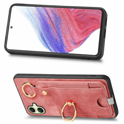 For Samsung Galaxy A06 Case Card Slots Leather+TPU Phone Cover with Ring Buckle