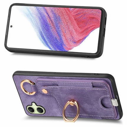 For Samsung Galaxy A06 Case Card Slots Leather+TPU Phone Cover with Ring Buckle