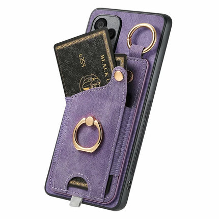 For Samsung Galaxy A06 Case Card Slots Leather+TPU Phone Cover with Ring Buckle