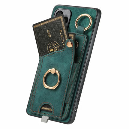 For Samsung Galaxy A06 Case Card Slots Leather+TPU Phone Cover with Ring Buckle