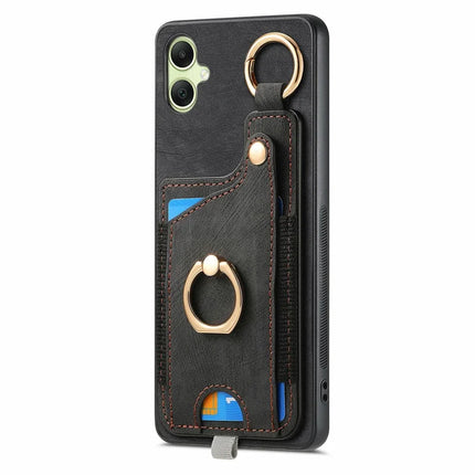For Samsung Galaxy A06 Case Card Slots Leather+TPU Phone Cover with Ring Buckle