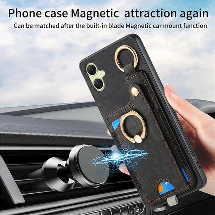 For Samsung Galaxy A06 Case Card Slots Leather+TPU Phone Cover with Ring Buckle