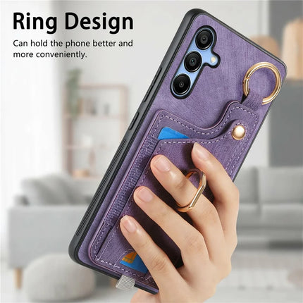 For Samsung Galaxy A16 4G / 5G Case Card Slots Leather+TPU Phone Cover with Ring Buckle