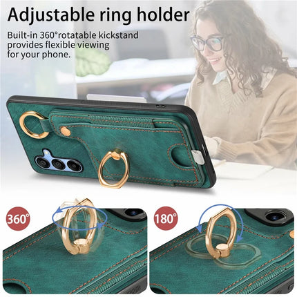 For Samsung Galaxy A16 4G / 5G Case Card Slots Leather+TPU Phone Cover with Ring Buckle