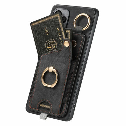 For Samsung Galaxy A16 4G / 5G Case Card Slots Leather+TPU Phone Cover with Ring Buckle