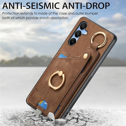 For Samsung Galaxy A16 4G / 5G Case Card Slots Leather+TPU Phone Cover with Ring Buckle