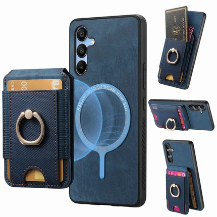 For Samsung Galaxy A16 4G / 5G Case with Detachable Card Holder Kickstand Leather Back Cover - Blue