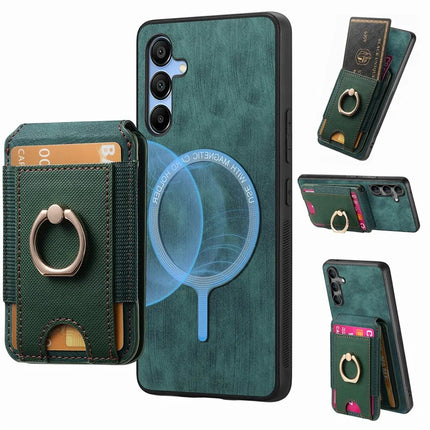 For Samsung Galaxy A16 4G / 5G Case with Detachable Card Holder Kickstand Leather Back Cover - Green