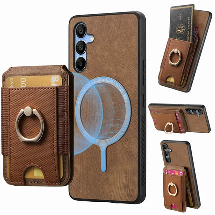 For Samsung Galaxy A16 4G / 5G Case with Detachable Card Holder Kickstand Leather Back Cover - Brown