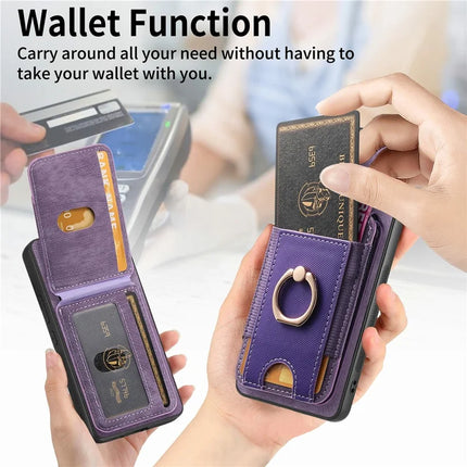 For Samsung Galaxy A06 Case with Detachable Card Holder Kickstand Leather Back Cover