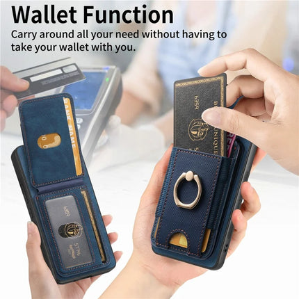 For Samsung Galaxy A06 Case with Detachable Card Holder Kickstand Leather Back Cover