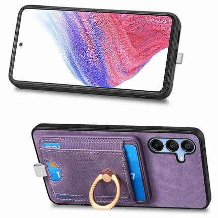 For Samsung Galaxy A16 4G / 5G Magnetic Case Card Holder Ring Kickstand PU Leather Phone Back Cover