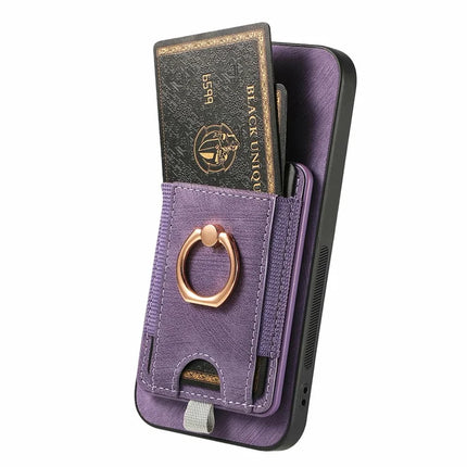For Samsung Galaxy A16 4G / 5G Magnetic Case Card Holder Ring Kickstand PU Leather Phone Back Cover
