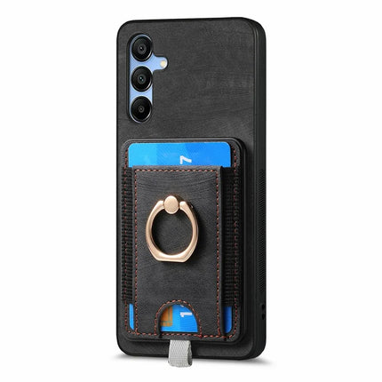 For Samsung Galaxy A16 4G / 5G Magnetic Case Card Holder Ring Kickstand PU Leather Phone Back Cover