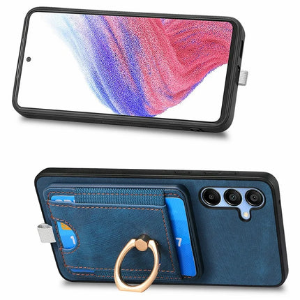 For Samsung Galaxy A16 4G / 5G Magnetic Case Card Holder Ring Kickstand PU Leather Phone Back Cover