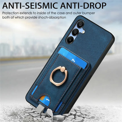 For Samsung Galaxy A16 4G / 5G Magnetic Case Card Holder Ring Kickstand PU Leather Phone Back Cover