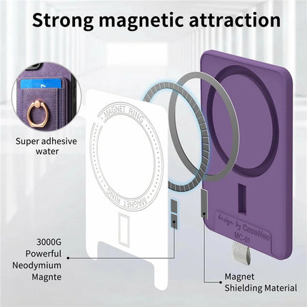For Samsung Galaxy A16 4G / 5G Magnetic Case Card Holder Ring Kickstand PU Leather Phone Back Cover
