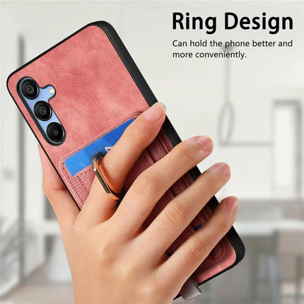 For Samsung Galaxy A16 4G / 5G Magnetic Case Card Holder Ring Kickstand PU Leather Phone Back Cover