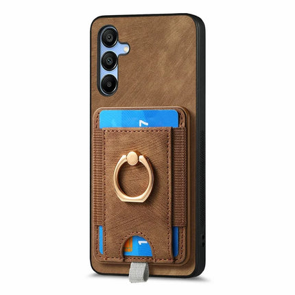 For Samsung Galaxy A16 4G / 5G Magnetic Case Card Holder Ring Kickstand PU Leather Phone Back Cover
