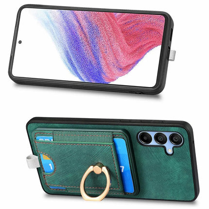 For Samsung Galaxy A16 4G / 5G Magnetic Case Card Holder Ring Kickstand PU Leather Phone Back Cover