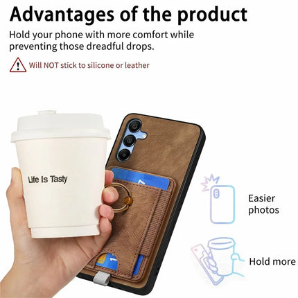 For Samsung Galaxy A16 4G / 5G Magnetic Case Card Holder Ring Kickstand PU Leather Phone Back Cover