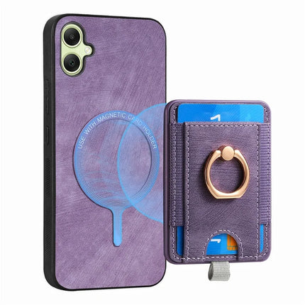 For Samsung Galaxy A06 Magnetic Case Card Holder Ring Kickstand PU Leather Phone Back Cover