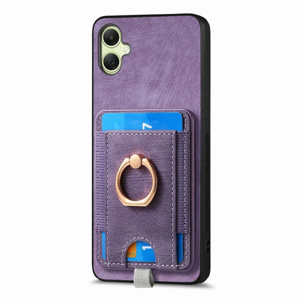 For Samsung Galaxy A06 Magnetic Case Card Holder Ring Kickstand PU Leather Phone Back Cover