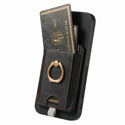 For Samsung Galaxy A06 Magnetic Case Card Holder Ring Kickstand PU Leather Phone Back Cover