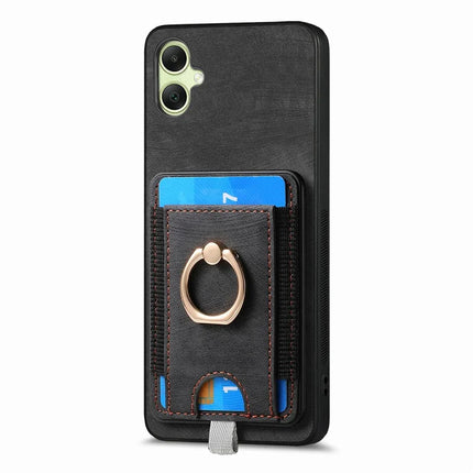 For Samsung Galaxy A06 Magnetic Case Card Holder Ring Kickstand PU Leather Phone Back Cover