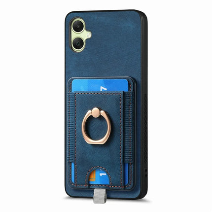For Samsung Galaxy A06 Magnetic Case Card Holder Ring Kickstand PU Leather Phone Back Cover