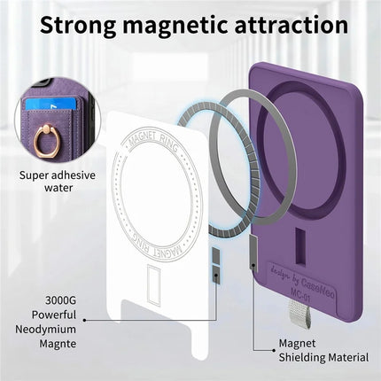 For Samsung Galaxy A06 Magnetic Case Card Holder Ring Kickstand PU Leather Phone Back Cover