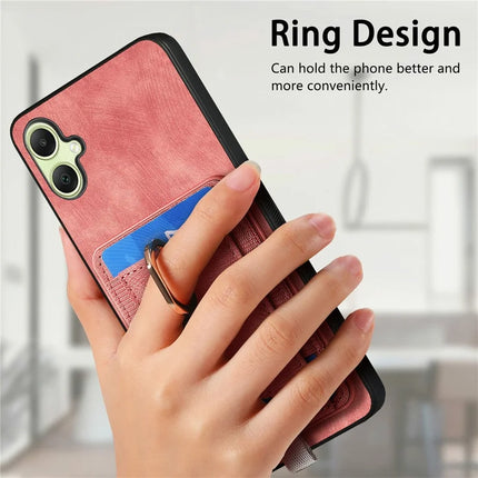 For Samsung Galaxy A06 Magnetic Case Card Holder Ring Kickstand PU Leather Phone Back Cover
