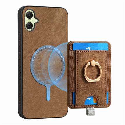 For Samsung Galaxy A06 Magnetic Case Card Holder Ring Kickstand PU Leather Phone Back Cover
