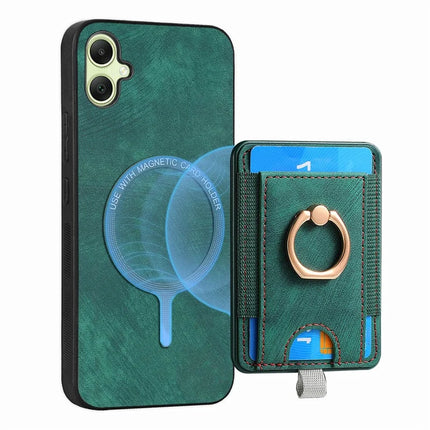 For Samsung Galaxy A06 Magnetic Case Card Holder Ring Kickstand PU Leather Phone Back Cover