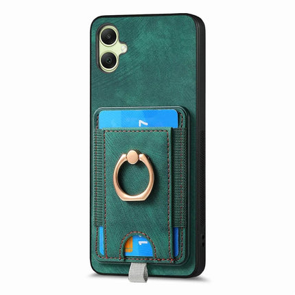 For Samsung Galaxy A06 Magnetic Case Card Holder Ring Kickstand PU Leather Phone Back Cover