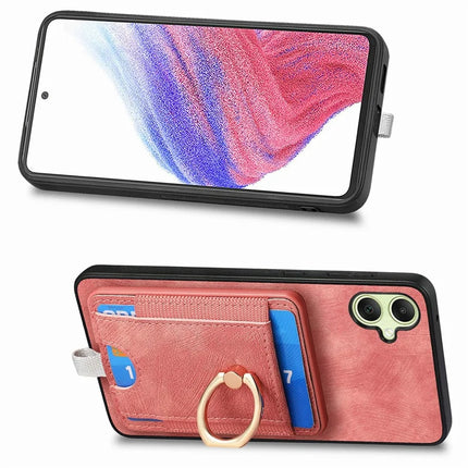 For Samsung Galaxy A06 Magnetic Case Card Holder Ring Kickstand PU Leather Phone Back Cover