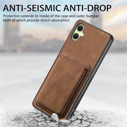 For Samsung Galaxy A06 Case Leather+TPU Retro Phone Cover with Detachable Card Slot