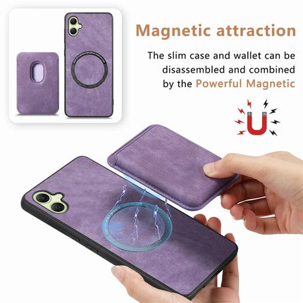 For Samsung Galaxy A06 Case Leather+TPU Retro Phone Cover with Detachable Card Slot