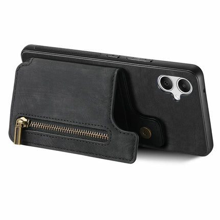 For Samsung Galaxy A06 Case with Card Holder Retro Leather+TPU Zipper Phone Cover