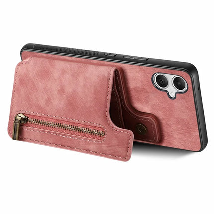 For Samsung Galaxy A06 Case with Card Holder Retro Leather+TPU Zipper Phone Cover