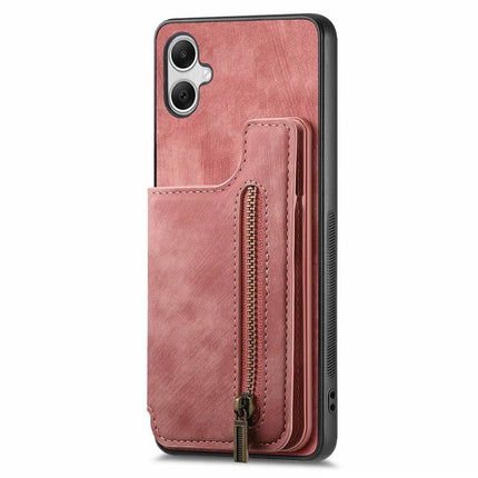 For Samsung Galaxy A06 Case with Card Holder Retro Leather+TPU Zipper Phone Cover