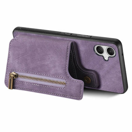 For Samsung Galaxy A06 Case with Card Holder Retro Leather+TPU Zipper Phone Cover