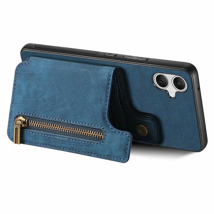 For Samsung Galaxy A06 Case with Card Holder Retro Leather+TPU Zipper Phone Cover