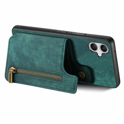For Samsung Galaxy A06 Case with Card Holder Retro Leather+TPU Zipper Phone Cover