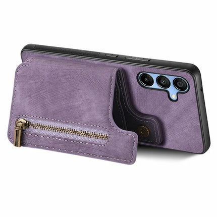 For Samsung Galaxy A16 4G / 5G Case with Card Holder Retro Leather+TPU Zipper Phone Cover