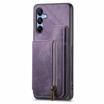 For Samsung Galaxy A16 4G / 5G Case with Card Holder Retro Leather+TPU Zipper Phone Cover